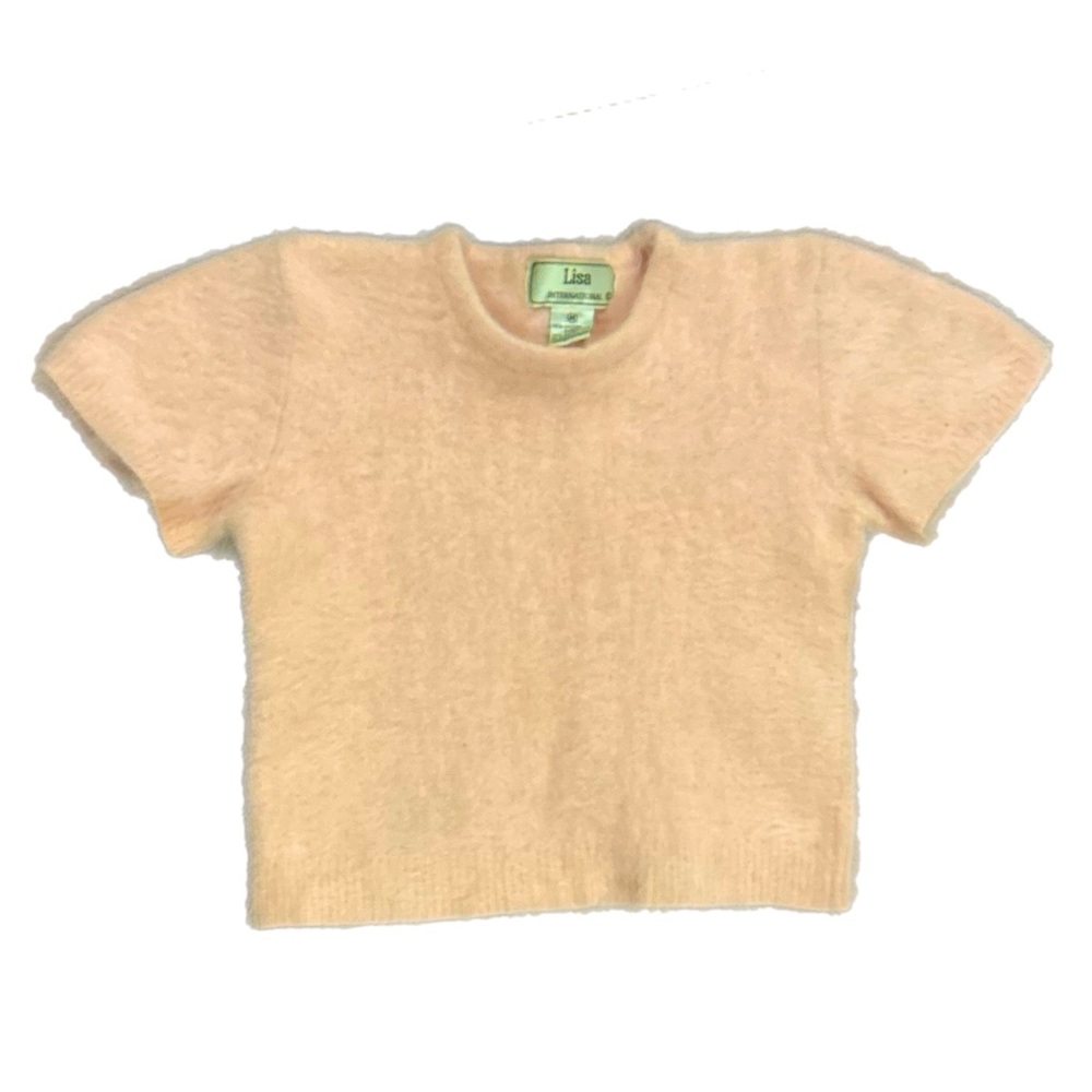 Lisa International Peach Fuzzy angora Sweater